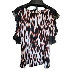 Bold Elements Woman Cold Shoulder Animal Print Top Size M